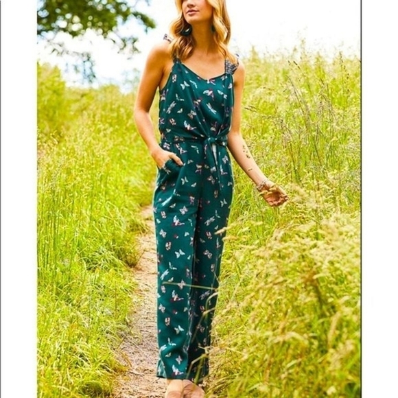 Matilda Jane Evergreen Dream Jumpsuit Hummingbirds Butterflies Size Medium - Picture 1 of 9